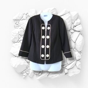 Vintage Donna Degnan Black Jacket Sz 4 Mod Button Piping Made USA